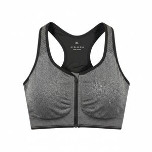 WANAYOU Women's Zip Front Sports Bra XL Post-Surgery Bra,Yoga Sports Bras (Gray)